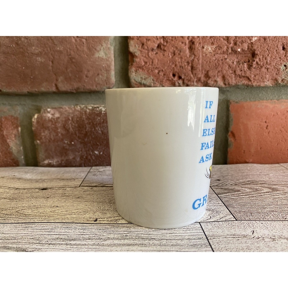 If all else fails Ask Grandpa Coffee Mug Vtg Cup Ceramic RockingChair Pipe Japan - Picture 4 of 6